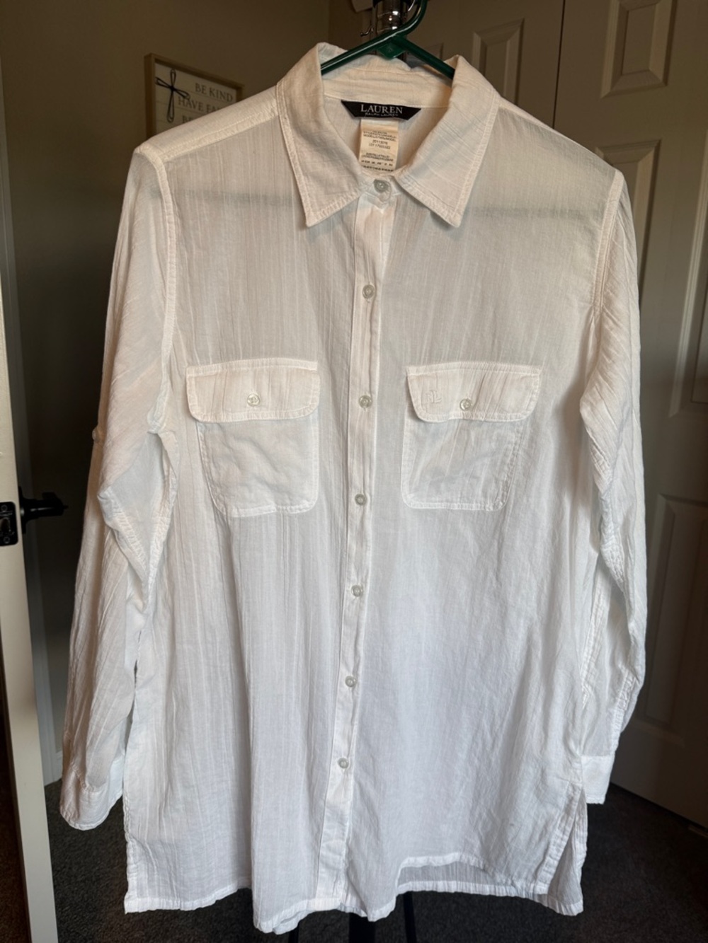 Lauren Ralph Lauren White Lightweight Button-Down Shirt